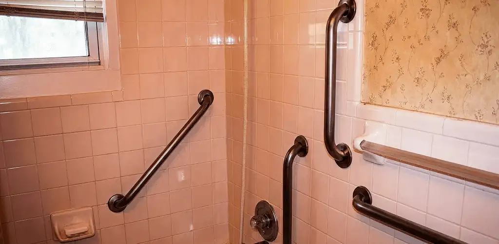 Shower grab bar installation for bathroom safety and accessibility in Bloomington, IN