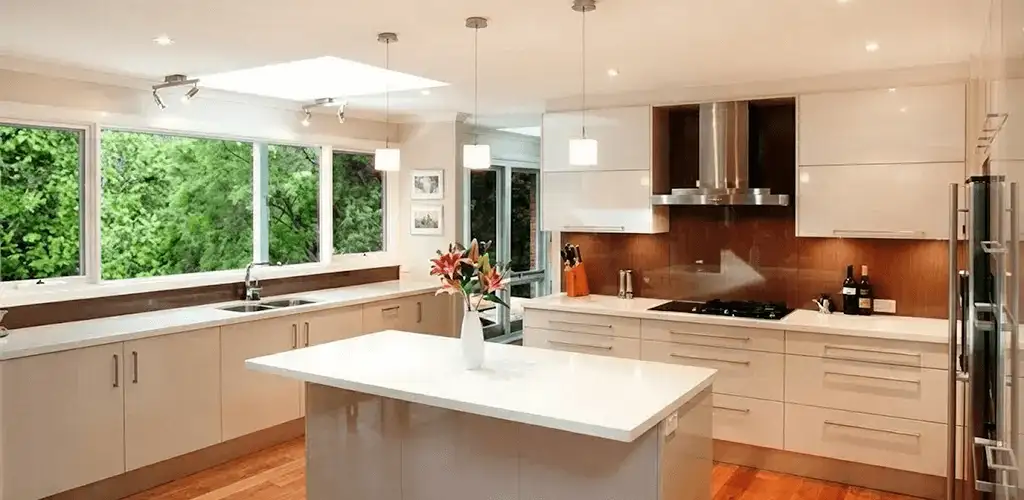 Kitchen cabinet refacing and remodel results in a modern kitchen in Bloomington, IN