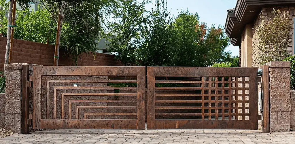 Custom driveway gate installation for a home entrance in Bloomington, IN