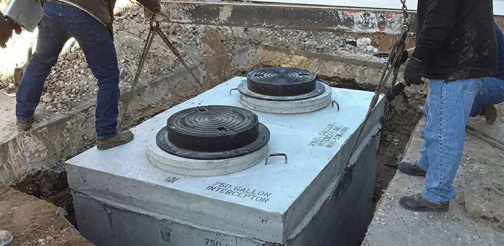 Grease trap installation for a commercial property drainage system in Bloomington, IN
