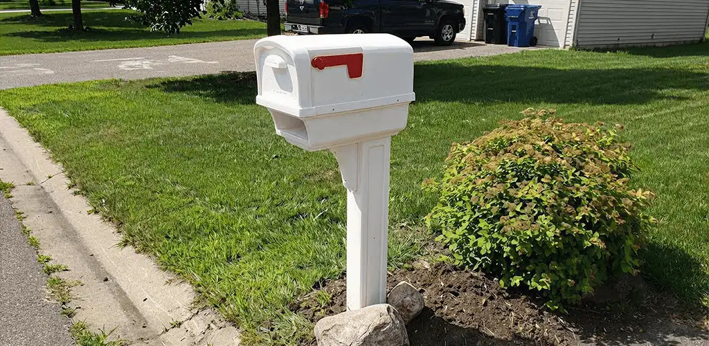 Mailbox installation for a residential curbside mailbox in Bloomington, IN